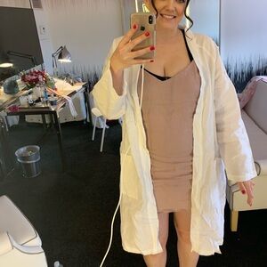 Dust pink 100% linen shift dress